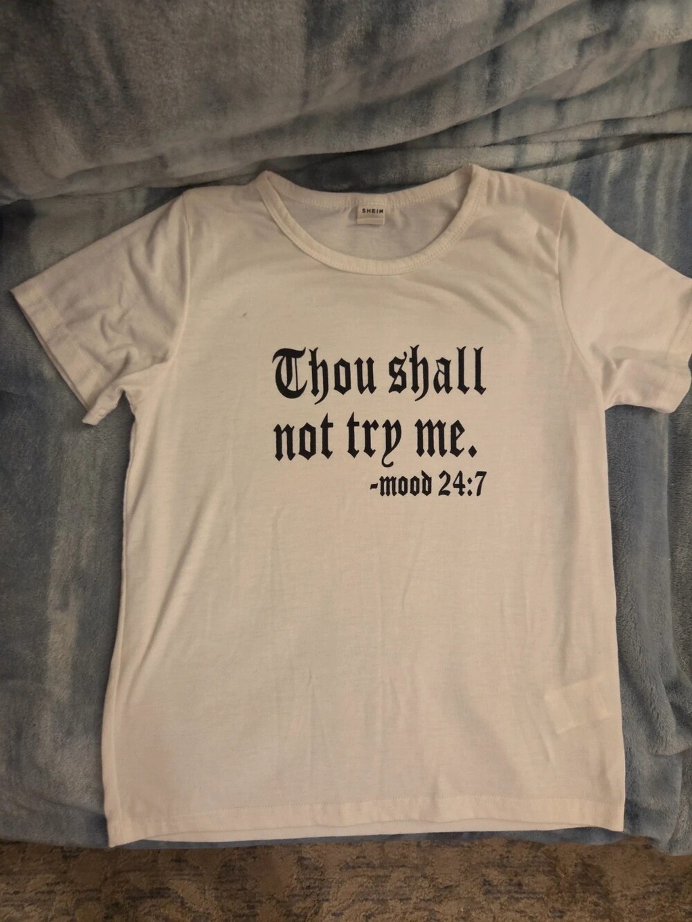 Shein Boys Size 6 White Thou Shall Not Try Me T-Shirt